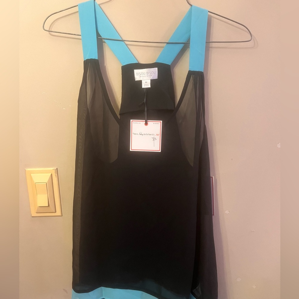 Bisou Bisou Black Chemise with Teal Straps